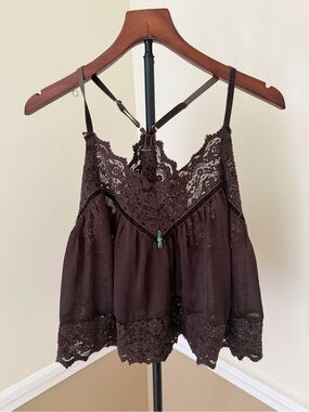 Brown Lace-Trim Camisole with Delicate details intimately by free people